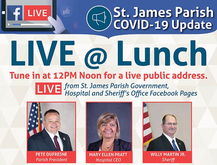 St. James Parish COVID-19 Live @Lunch poster