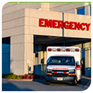 Ambulance in a Hospital Emergency entrance