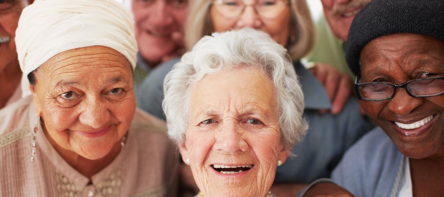Smiling group of diverse seniors