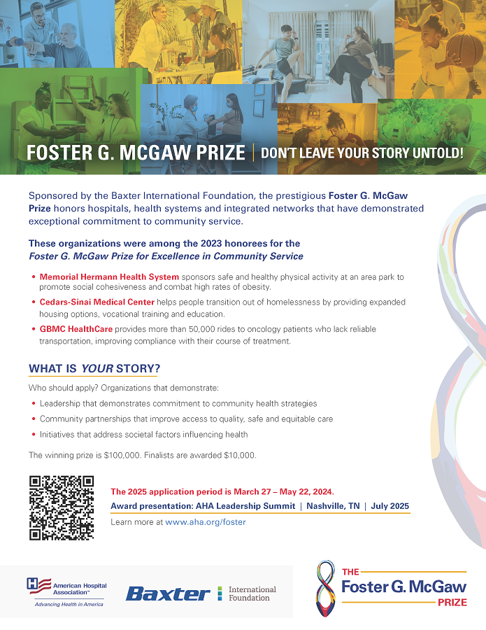 2024 Foster G. McGaw Prize: Don't Leave Your Story Untold! flyer.
