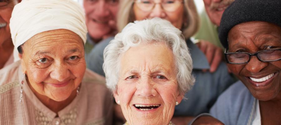 Smiling group of diverse seniors