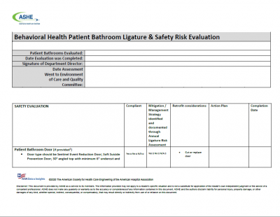 Behavioral Health Patient Bathroom Ligature & Safety Risk Evaluation thumb